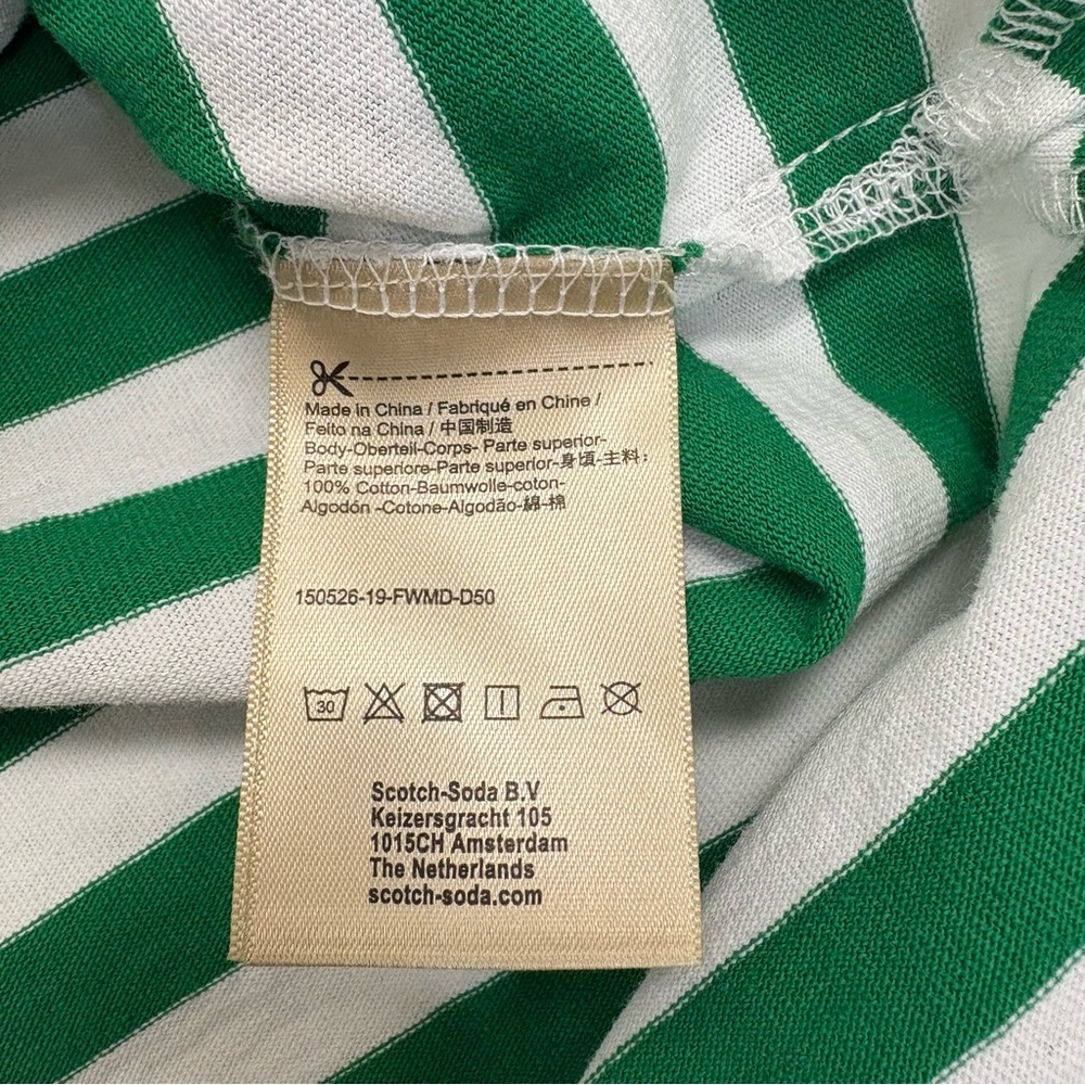 NWT Scotch & Soda AMSTERDAMS BLAUW Green and White Striped Shirt - Picture 7 of 10